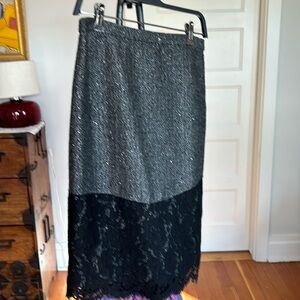 NWT JCrew grey and black tweed and lace skirt. Size 4.